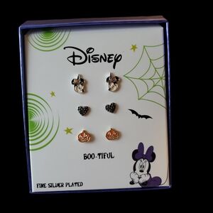Disney Boo-Tiful Halloween Fine Silver Plated Earrings 3 Pairs
